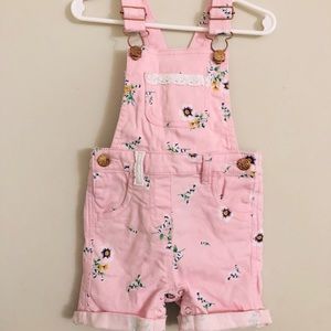 Baby girl printed cotton Dungaree | Pink
